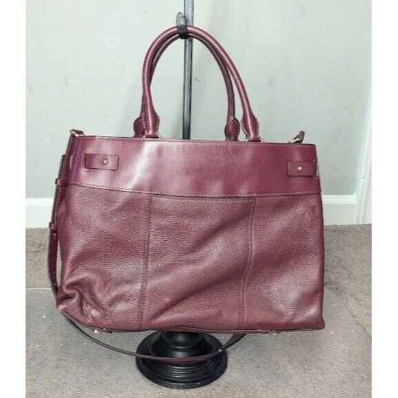 MICHAEL KORS GRAMERCY LARGE OX BLOOD PEBBLED LEATHER SATCHEL BAG PURSE - Picture 8 of 15